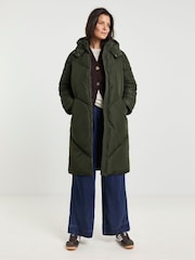 JD Williams Green Mid Length Padded Coat With Hood - Image 3 of 4