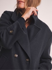Anthology By JD Williams Blue Premium Wool Blend Pea Coat - Image 3 of 4