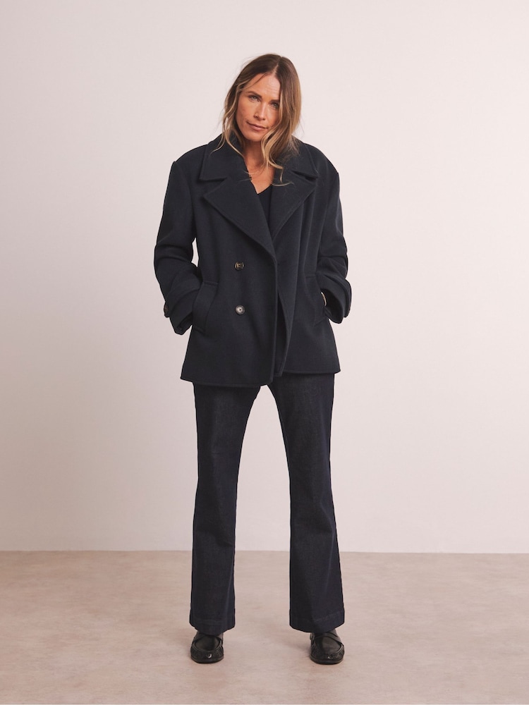 Anthology By JD Williams Blue Premium Wool Blend Pea Coat - Image 4 of 4 Anthology By JD Williams Blue Premium Wool Blend Pea Coat - Image 4 of 4