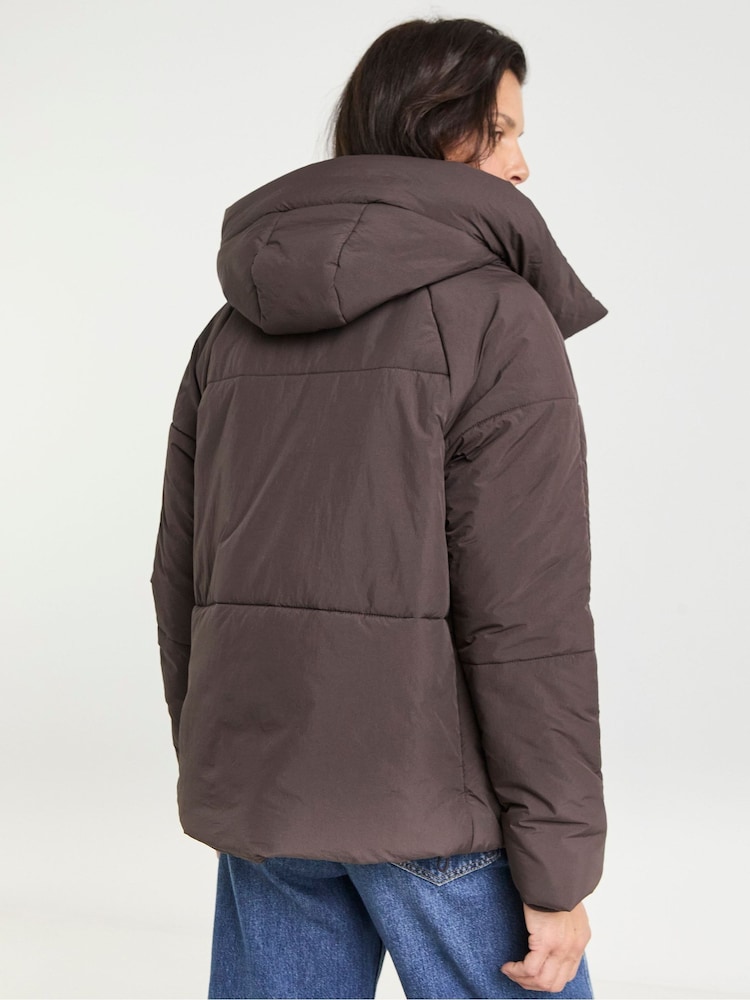JD Williams Brown Funnel Neck Padded Coat - Image 2 of 4 JD Williams Brown Funnel Neck Padded Coat - Image 2 of 4
