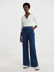 JD Williams Blue Cosy Wide Leg Jeans - Image 1 of 4