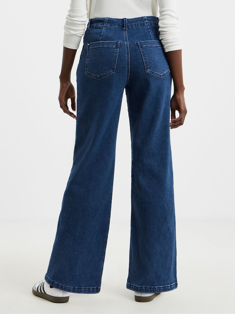 JD Williams Blue Cosy Wide Leg Jeans - Image 2 of 4