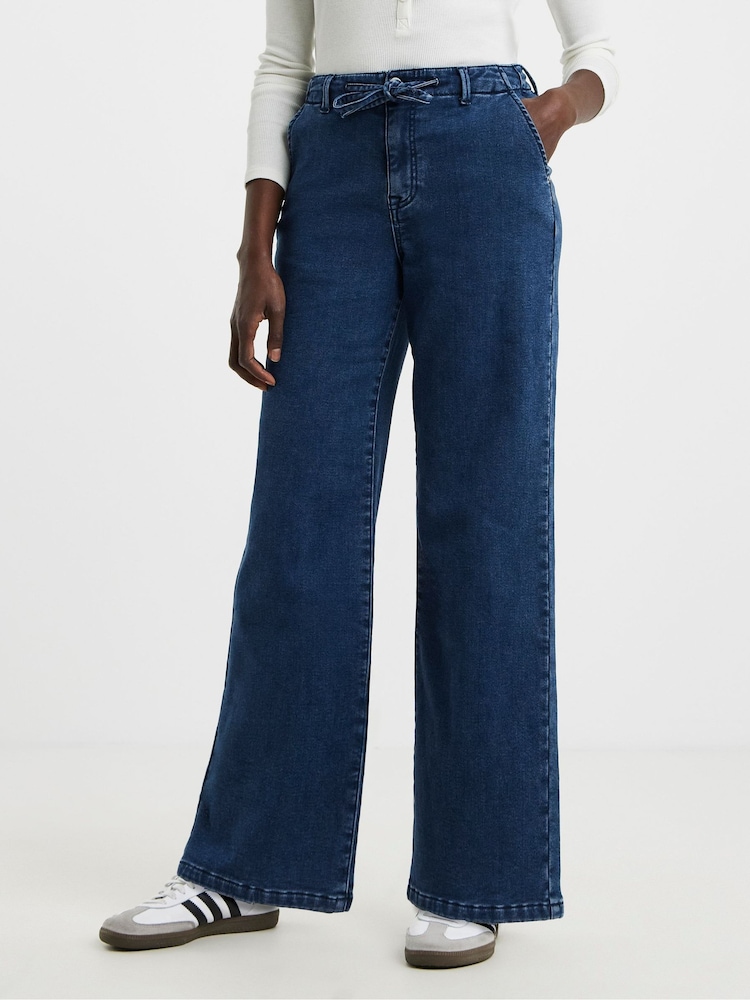 JD Williams Blue Cosy Wide Leg Jeans - Image 4 of 4
