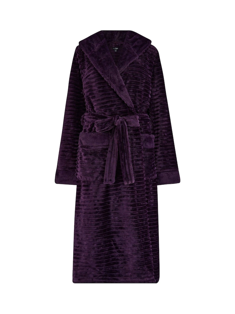 Buy Pour Moi Purple Cosy Ribbed Fleece Midi Hooded Dressing Gown from Next  USA