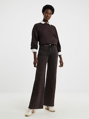 JD Williams Brown Pocket Front Wide Leg Jeans - Image 1 of 4