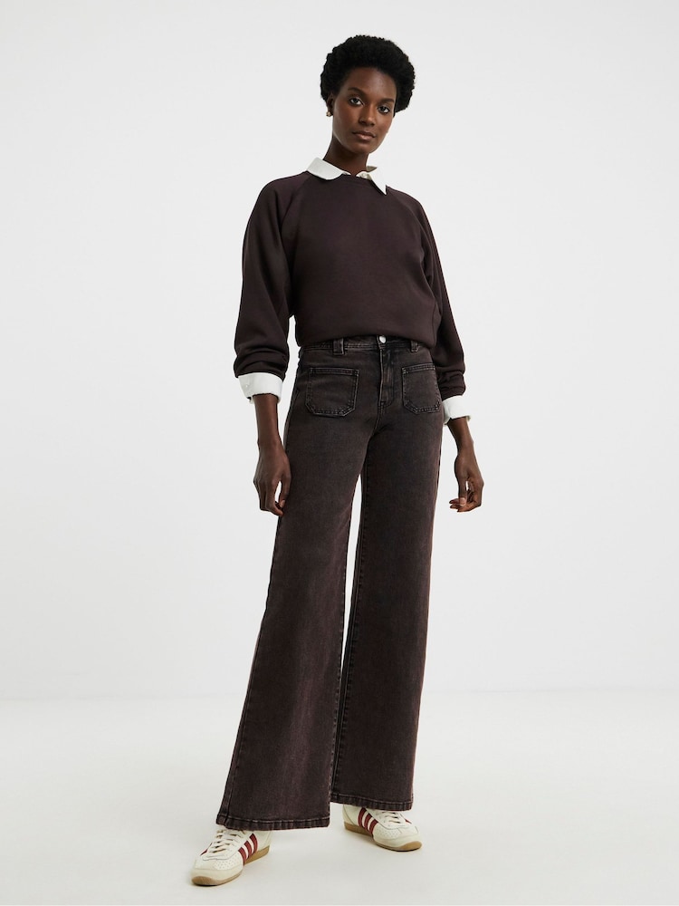 JD Williams Brown Pocket Front Wide Leg Jeans - Image 1 of 4 JD Williams Brown Pocket Front Wide Leg Jeans - Image 1 of 4