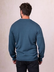 Lakeland Clothing Blue Robinson Wool Blend Crew Neck Jumper - Image 2 of 5
