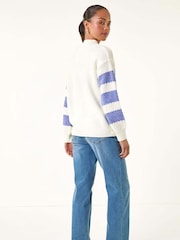 Roman Blue Petite Colour Block Heart Knit Jumper - Image 3 of 5