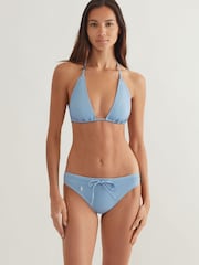 Polo Ralph Lauren Blue Oxford Jersey Tie Front Retro Hipster Bikini Bottoms - Image 2 of 4