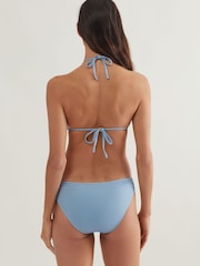 Polo Ralph Lauren Blue Oxford Jersey Tie Front Retro Hipster Bikini Bottoms - Image 3 of 4