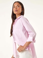 Roman Pink Petite Stripe Buttoned Pocket Front Shirt - Image 2 of 5