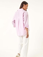 Roman Pink Petite Stripe Buttoned Pocket Front Shirt - Image 3 of 5