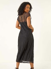 Roman Black Petite Lace Stretch Midi Dress - Image 3 of 5