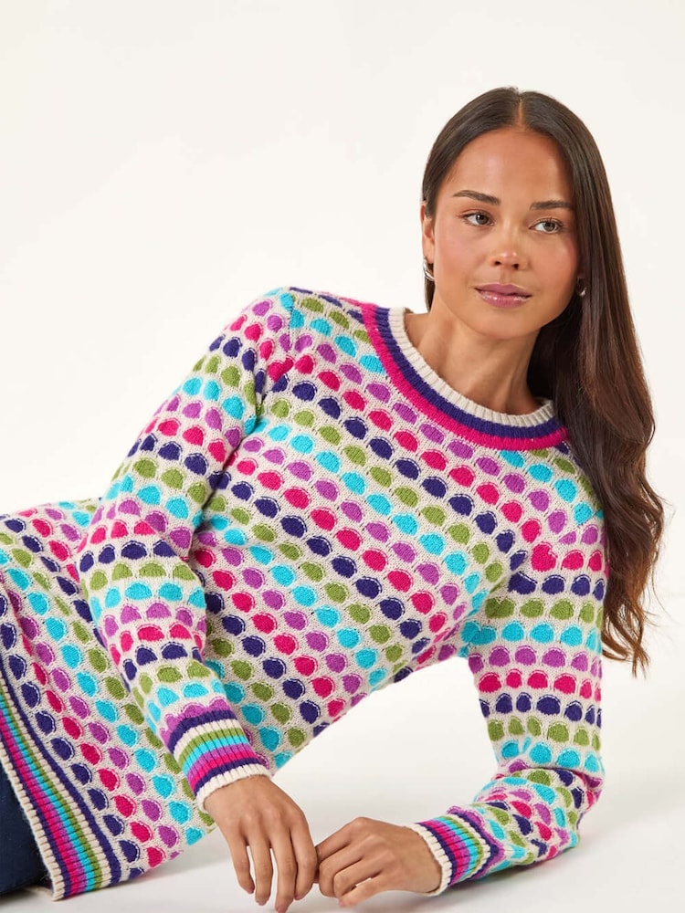 Roman Pink Petite Abstract Knitted Jumper - Image 1 of 5
