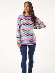 Roman Pink Petite Abstract Knitted Jumper - Image 2 of 5