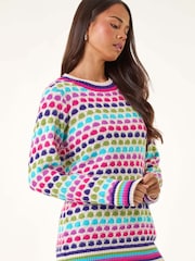 Roman Pink Petite Abstract Knitted Jumper - Image 4 of 5