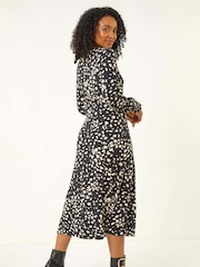 Roman Black Petite Abstract Dot Stretch Dress - Image 3 of 5