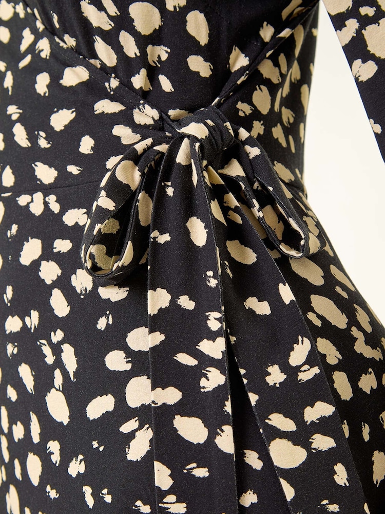 Roman Black Petite Abstract Dot Stretch Dress - Image 5 of 5 Roman Black Petite Abstract Dot Stretch Dress - Image 5 of 5