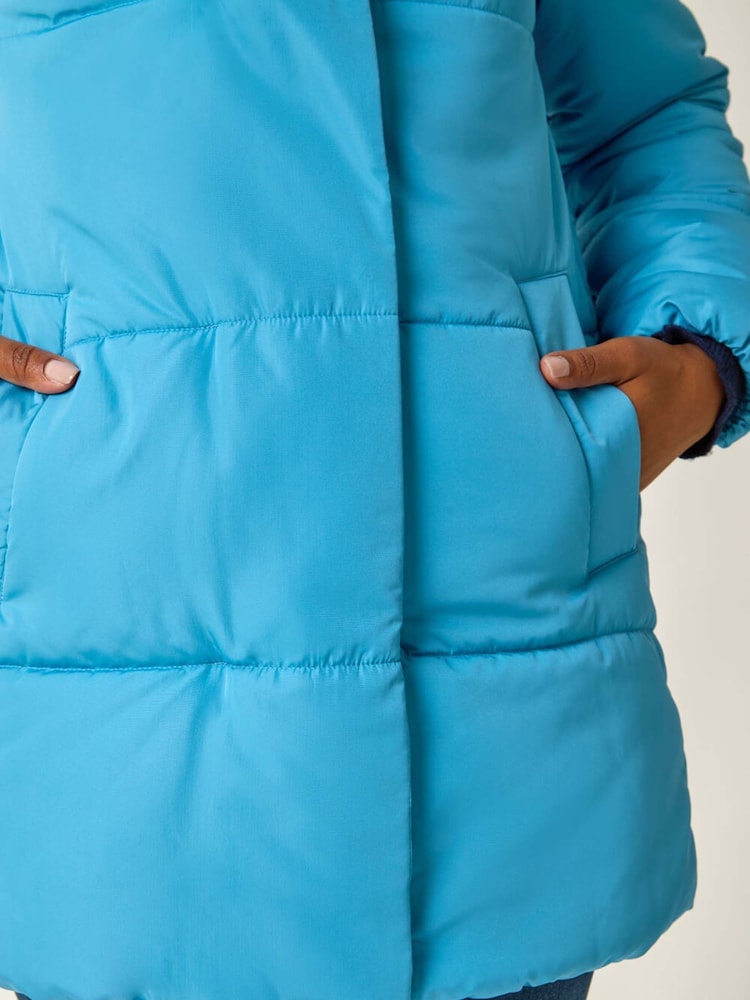Roman Blue Petite Hooded Quilted Puffer Coat - Image 5 of 5 Roman Blue Petite Hooded Quilted Puffer Coat - Image 5 of 5