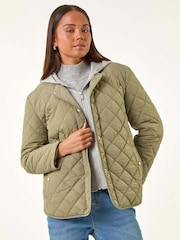 Roman Green Petite Contrast Hooded Puffer Coat - Image 4 of 5