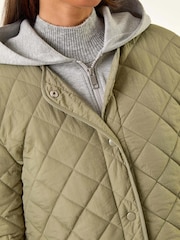 Roman Green Petite Contrast Hooded Puffer Coat - Image 5 of 5
