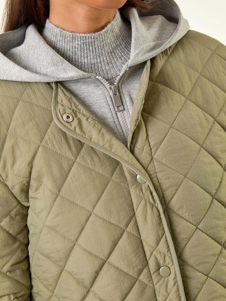 Roman Green Petite Contrast Hooded Puffer Coat - Image 5 of 5