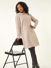 Roman Natural Collar Detail Knit Shift Dress - Image 1 of 5