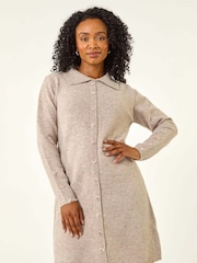 Roman Natural Collar Detail Knit Shift Dress - Image 2 of 5