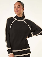 Preto - Roman Petite Contrast Ribbed Knit Jumper - Imagem 4 de 5