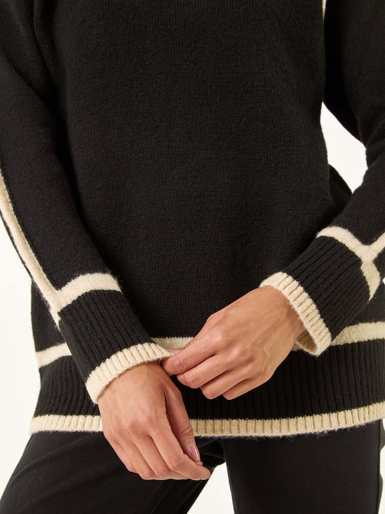 Preto - Roman Petite Contrast Ribbed Knit Jumper - Imagem 5 de 5