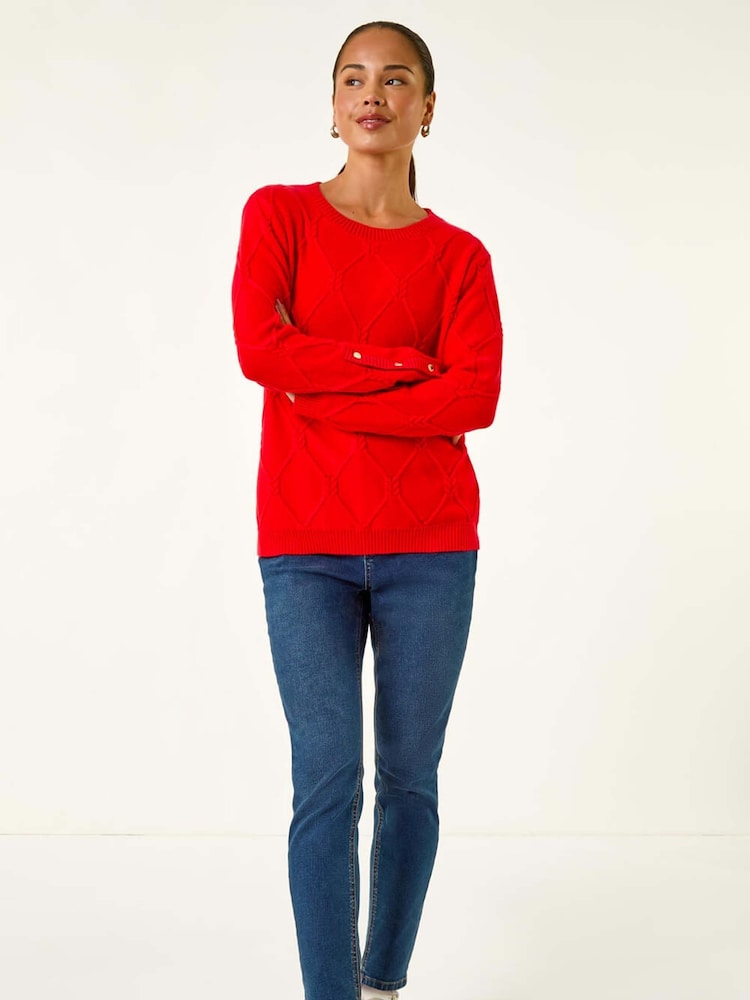 Roman Red Petite Button Cuff Knit Jumper - Image 1 of 5