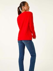 Roman Red Petite Button Cuff Knit Jumper - Image 2 of 5