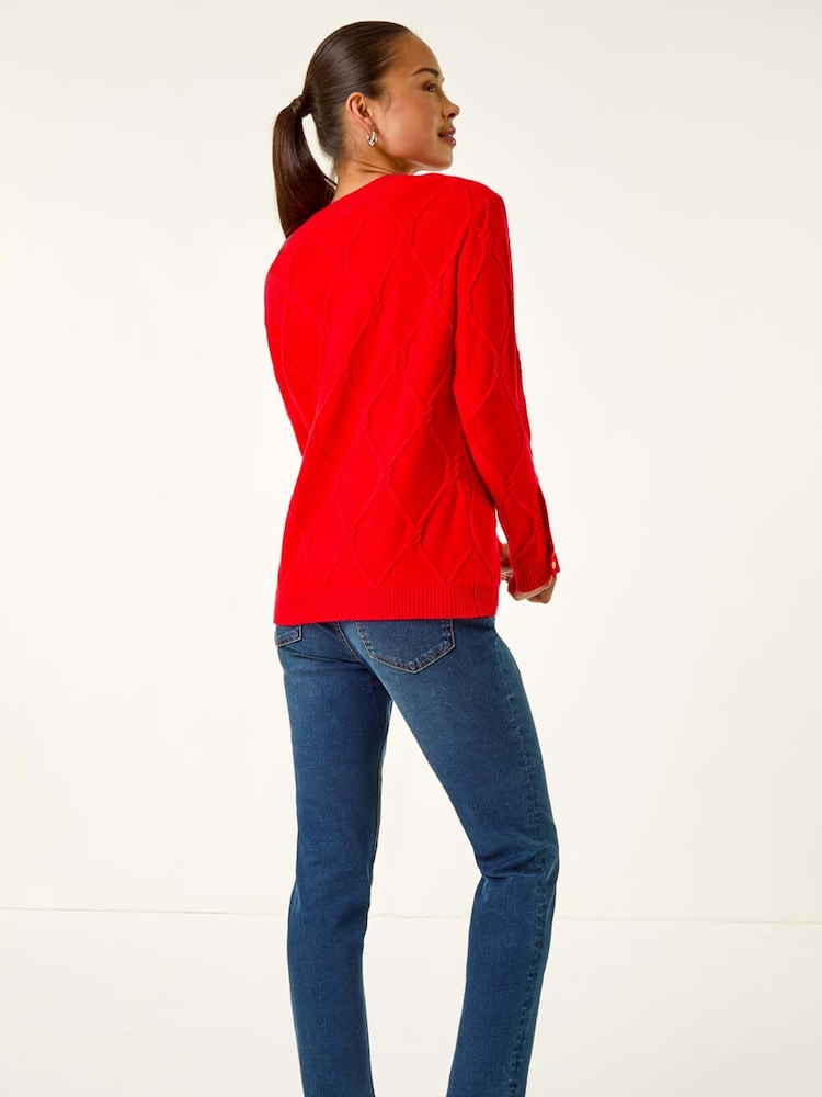 Roman Red Petite Button Cuff Knit Jumper - Image 2 of 5