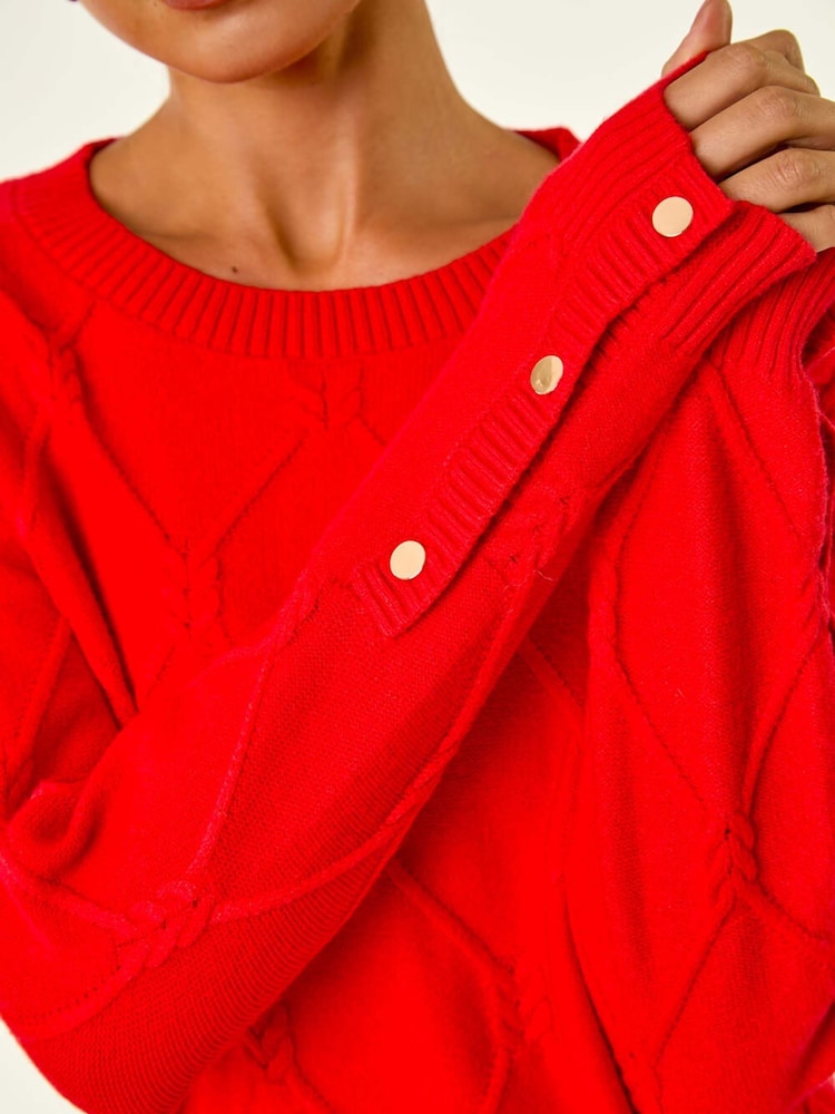 Roman Red Petite Button Cuff Knit Jumper - Image 5 of 5