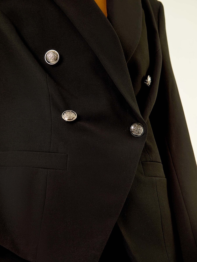 Roman Black Petite Military Stretch Blazer - Image 5 of 5