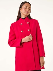 Roman Red Petite Military Buttoned Coat - Image 4 of 5