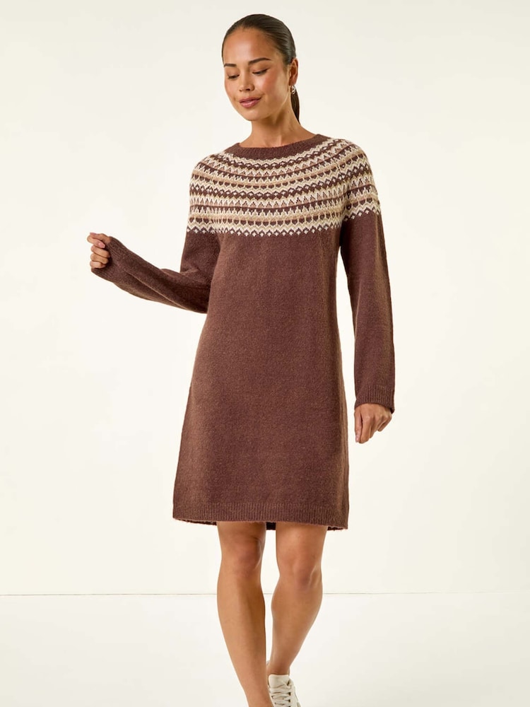 Roman Brown Petite Knit Jumper Dress - Image 1 of 5