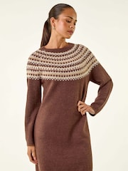 Roman Brown Petite Knit Jumper Dress - Image 4 of 5