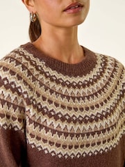 Roman Brown Petite Knit Jumper Dress - Image 5 of 5