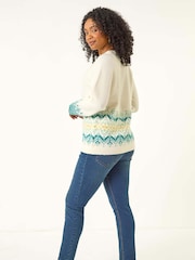 Roman Cream Petite Fairisle Knit Jumper - Image 3 of 5
