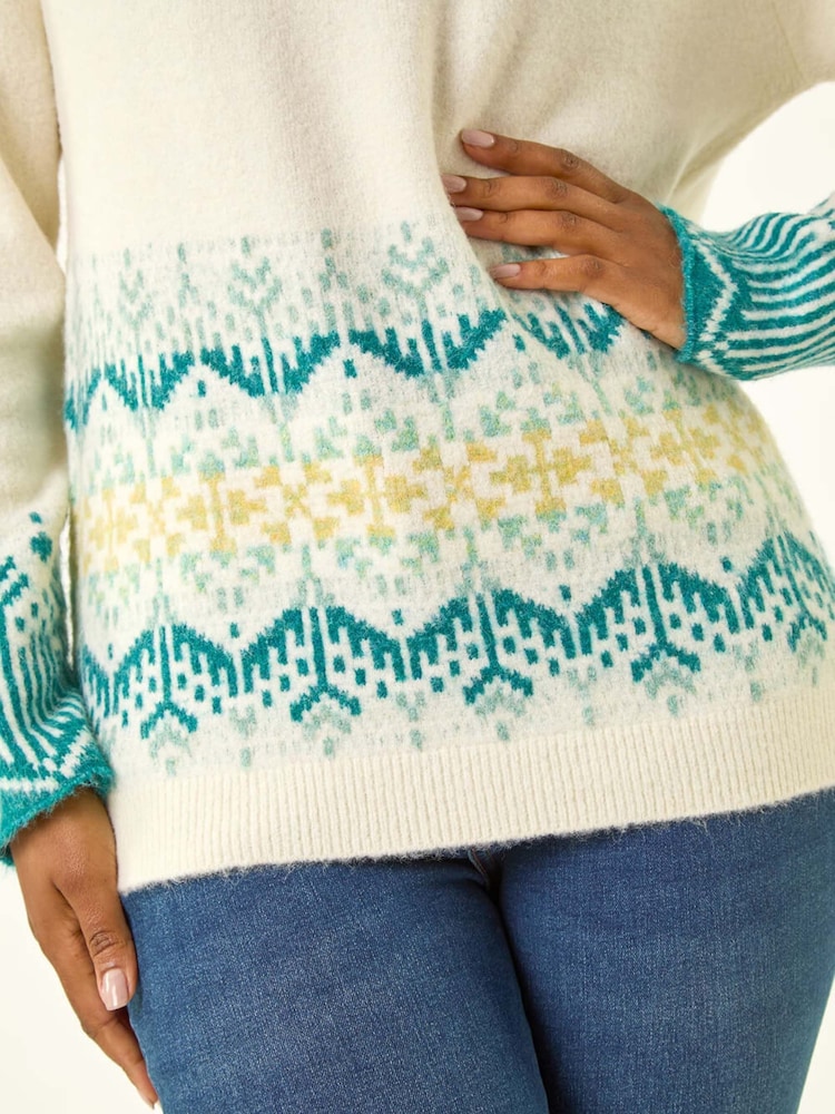 Roman Cream Petite Fairisle Knit Jumper - Image 5 of 5 Roman Cream Petite Fairisle Knit Jumper - Image 5 of 5