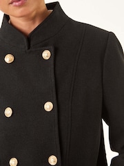 Roman Black Petite Military Buttoned Coat - Image 5 of 5
