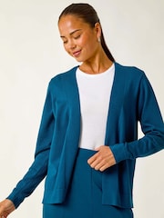 Roman Blue Petite Open Knitted Cardigan - Image 4 of 5