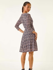 Roman Natural Petite Ditsy Floral Print Stretch Dress - Image 3 of 5