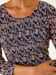 Roman Natural Petite Ditsy Floral Print Stretch Dress - Image 5 of 5
