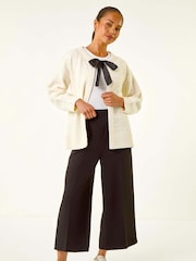 Roman White Petite Tie Front Knit Cardigan - Image 2 of 5