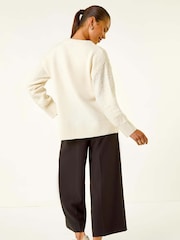 Roman White Petite Tie Front Knit Cardigan - Image 3 of 5