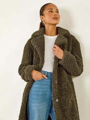 Roman Green Petite Teddy Longline Coat - Image 1 of 5
