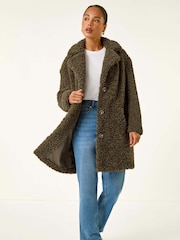 Roman Green Petite Teddy Longline Coat - Image 2 of 5