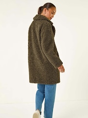 Roman Green Petite Teddy Longline Coat - Image 3 of 5